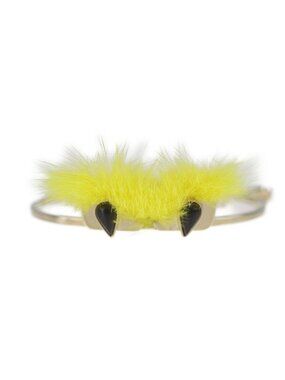 Fendi Bracelet Metal Fur Gold Yellow Monster Eye Bangle